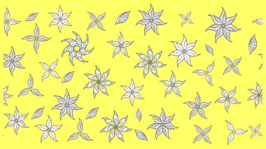 Çiçek deseni. Düz Çiçek Elementleri Tasarımı. Renkli Bahar Teması eskiz kalıbı. Raster çizimi. Güzel kumaş deseni..