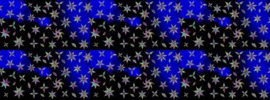 Raster illüstrasyonu. Suluboya çiçekli çiçek deseni. Siyah renkte güzel tekstil.