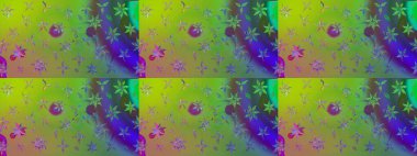 Raster illüstrasyonundaki çiçek desenli çizim. Yeşil renkli çiçekler. Düz Çiçek Elementleri Tasarımı. Renkli Bahar Teması çizim şablonu.