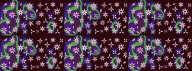 Tekstil, kumaş, ambalaj, hatıra defteri için hoş bir çiçek arkaplanı. Çocuksu tasarım. Kahverengi arka planda. Elle çizilmiş karalama çiçekleri ile Raster çizim deseni.