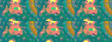 Raster illüstrasyonu. Çizim çiçek deseni duvar kâğıdı olarak kullanılabilir. Mavi renkte çiçekler.