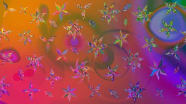 Kahverengi arka planda. Tekstil, kumaş, ambalaj, hatıra defteri için hoş bir çiçek arkaplanı. Çocuksu tasarım. Elle çizilmiş karalama çiçekleri ile Raster çizim deseni.