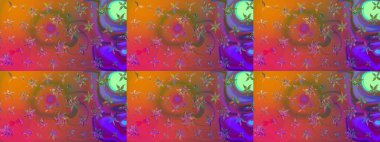 Renkli Bahar Teması eskiz kalıbı. Raster illüstrasyonundaki çiçek desenli çizim. Düz Çiçek Elementleri Tasarımı. Kahverengi renkte çiçekler.