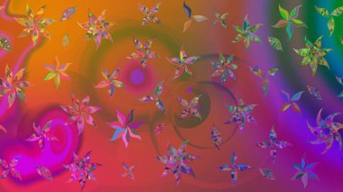 Raster illüstrasyonu. Çiçekli güzel suluboya desen. Kahverengi renklerde.