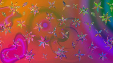 Düz Çiçek Elementleri Tasarımı. Kahverengi renkli çiçekler. Çiçekli eskiz çizimi. Renkli Yaz Teması çizim şablonu.