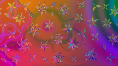 Raster düz çiçek çizim deseni. Mor renkli çiçekler. Tasarım hediye paketi, tebrik kartları, posterler ve afiş tasarımı.