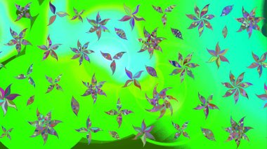 Raster illüstrasyonundaki çiçek desenli çizim. Güzel kumaş deseni. Yeşil renklerde. Raster illüstrasyonu.