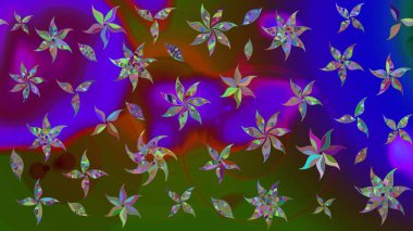 Renkli Bahar Teması eskiz kalıbı. Düz Çiçek Elementleri Tasarımı. Güzel çiçek deseni. Yeşil renkte çiçekler.