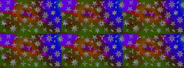 Raster illüstrasyonu. Raster deseni. Küçük çiçekteki sevimli çiçek deseni. Yumuşak, yaz çiçekleri yeşil renklerde.