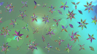 Düz Çiçek Elementleri Tasarımı. Çiçeksel fantezi tasarımı ve parlak bir arka plan çizimi. Renkli Bahar Teması çizim şablonu.