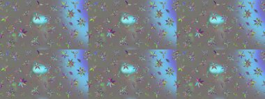 Güzel kumaş deseni. Gri renklerde. Raster illüstrasyonu. Raster illüstrasyonunda çiçek deseni çizimi.