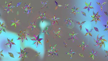 Renkli Bahar Teması eskiz kalıbı. Düz Çiçek Elementleri Tasarımı. Sevimli çiçek raster deseni. Gri renkli çiçekler.