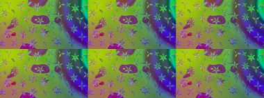 Yeşil renkli çiçekler. Kumaş desenli papatya çiçekleri ayrıntıları.