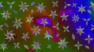 Raster suluboya çiçek deseni, narin çiçekler, yeşil çiçekler, tebrik kartı şablonu. Güzel kumaş deseni.