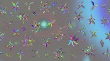 Bir sürü gri ve soyut çiçekli tropik eskiz deseni. Küçük çiçekteki sevimli çiçek deseni. Varicologray Raster çizimi.