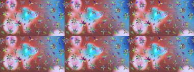 Pembe renkli çiçekler. Şirin çiçek elementleri. Robot resim. Raster illüstrasyonu.