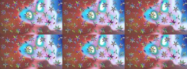 Raster Çiçek İllüstrasyonu güzel tekstil. Kahverengi renkli etnik çiçeklerle zarif bir eskiz deseni..