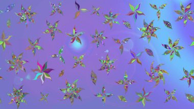 Raster illüstrasyonundaki çiçek desenli çizim. Suluboya tarzında mor renkte çiçekler.