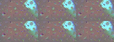 Nazik, sevimli çiçek arkaplanı. Çiçekli karalama şeklinde Raster çiçek deseni. Gri renkli çiçekler.