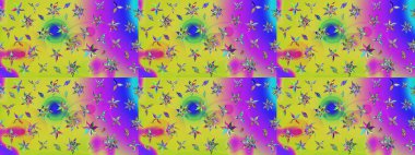 Raster illüstrasyonundaki çiçek desenli çizim. Sarı renkli çiçekler. Renkli Bahar Teması eskiz kalıbı. Düz Çiçek Elementleri Tasarımı.