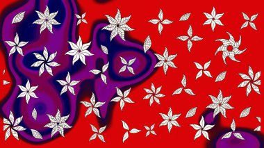 Renkli Bahar Teması eskiz kalıbı. Düz Çiçek Elementleri Tasarımı. Çiçekli çizim şekli. Kırmızı renkte çiçekler.