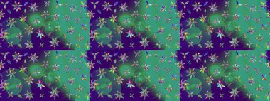 3D çiçekler, eskiz. Mavi renklerde. Raster illüstrasyonu.