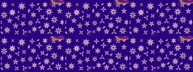 Raster illüstrasyonu. Eskiz geçmişi. Kumaş, tekstil, duvar kağıdı baskısı için. Eski usul. Renkli desenli eskiz deseni, mavi çiçekler ve dekoratif elementlerle.