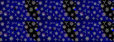 Küçük çiçekteki sevimli çiçek deseni. Raster illüstrasyonu. Raster deseni. Soyut çiçek çizim kalıbı arka planı. Mavi renklerde.