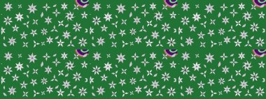 Çiçek desenli çizim. Raster illüstrasyonu. Asya tekstil tarzında. Yeşil renkli çiçekler. Raster illüstrasyonu.