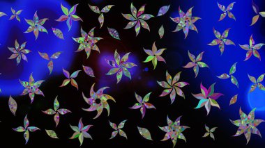 Küçük çiçekli basit bir çiçek çizimi. Moda baskısı, albüm, ambalaj kağıdı ve duvar kağıdı için zarif dekoratif süslemeler. Raster illüstrasyonu. Siyah renkte şirin çiçekler..