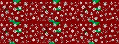 Raster düz çiçek çizim deseni. Hediye ambalaj kağıdı, tebrik kartları, posterler ve pankart tasarımı. Kırmızı renkte çiçekler.