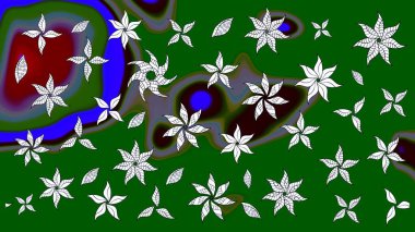 Varicologreen Raster çizimi. Küçük çiçekteki sevimli çiçek deseni. Birçok yeşil soyut çiçekli tropikal çizim deseni.
