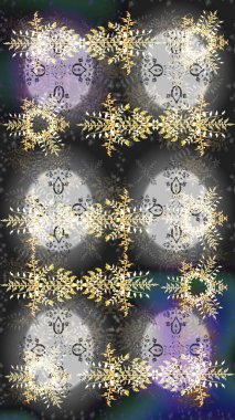 Renkli arka planda izole kar taneleri. Raster illüstrasyonu. Kar taneleri radyal gri, nötr ve kahverengi renkler.