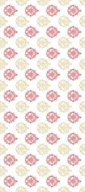 Renkli elementlerle beyaz, bej ve kırmızı renklerde renk deseni. Renkli, klasik barok çiçeksiz desenli. Süslü dekorasyon. Lüks, kraliyet ve Viktorya dönemi konsepti.