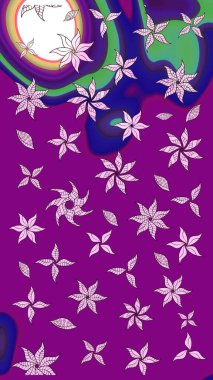 Çiçek desenli eskiz. Gömlek baskısı için çiçek boyası. Mor renkte çiçekler.