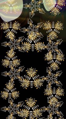 Folk Style. Tekstil için Lacy Fashion Print. Mandalas 'ın dekoratif dokusu. Stilize Çiçekler. Kumaş veya Duvar Kağıdı Tasarımı. Lace Snowflakes 'in etnik kökü. Raster illüstrasyonu.