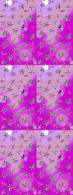 Raster çiçek desenli çiçek deseni, yapraklar, dekoratif elementler, sıçrama, lekeler, el çizimi kontur çizgileri ve Doodle çizim stili, grafik raster çizim çizimi.