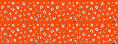 Soyut çiçek çizim kalıbı arka planı. Raster deseni. Raster illüstrasyonu. Turuncu renklerde. Küçük çiçekte sevimli çiçek deseni var..