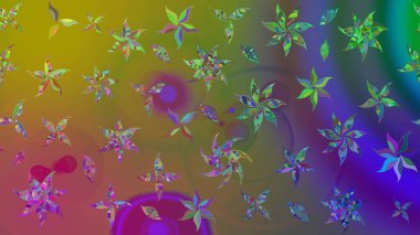 Gömlek baskısı için çiçek boyası. Yeşil renkli çiçekler. Çiçek eskiz kalıbı geçmişi.