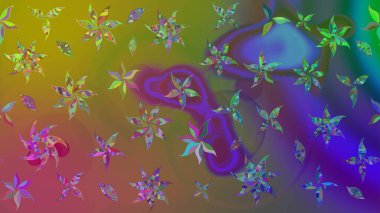 Çiçeksel çizim kalıbının yansıması. Vadinin yeşil renkli çiçekleri.