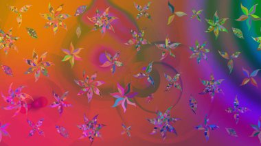 Yumuşak, pembe renkte bahar çiçekleri. Raster illüstrasyonu. Patlayan çiçekler soyut olarak yerleştirilmiş. Raster deseni.