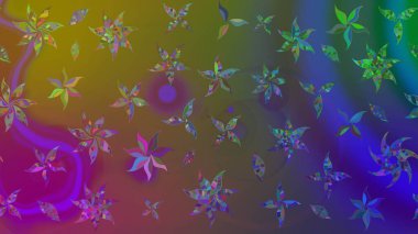 Düz Çiçek Elementleri Tasarımı. Zentangle soyut çiçekleri. Güzel kumaş deseni. Renkli Bahar Teması eskiz kalıbı. Raster illüstrasyonu. Çiçek tozu..