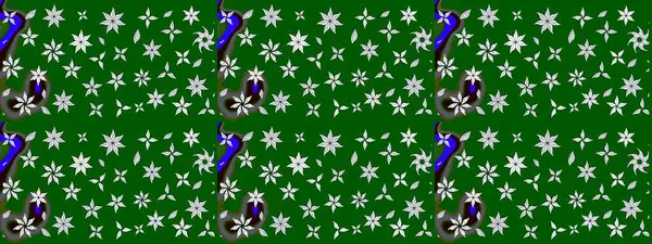 Zarif, parlak ve yeşil çiçek desenli bir taslak. Sabıka baskıları, bebek kıyafetleri, duvar kâğıtları, paket kutuları vb..