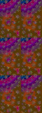 Kahverengi renkli çiçek desenli eskiz, el yapımı papatyalar, papatyalar. Tekrar eden çiçek arkaplanı, zarif kahverengi çiçek duvar kağıdı..