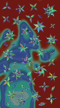 Nazik, narin çiçek arkaplanı. Çiçekli karalama şeklinde Raster çiçek deseni. Kırmızı renkte çiçekler.