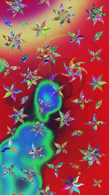 El çizimi. Çiçekli eskiz deseni. Kırmızı renkte çiçekler. Suluboya çizimi.