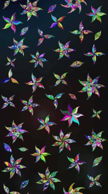 Raster illüstrasyonu. Çiçek desenli çizim. Asya tekstil tarzında. Raster illüstrasyonu. Gri renkli çiçekler.