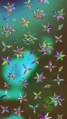 Çizgi çizimi kalıbı. Raster Moda kumaş deseni. Şirin çiçekler..