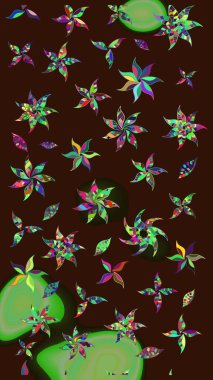 Kahverengi renkli etnik çiçeklerin olduğu zarif bir eskiz modeli. Raster Çiçek İllüstrasyonu güzel tekstil..