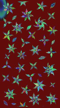 Kumaş, tekstil, duvar kağıdı baskısı için. Eskiz geçmişi. Tomurcukları papatya çiçekleri olan sevimli bir çiçek deseni. Eski usul. Miles Fleur, süslü püslü bir süs. Raster illüstrasyonu.